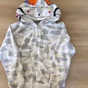 All white Bape Zip up hoodie